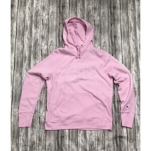 Champion Pink Hoodie Womens size M Medium Big C Sweatshirt Powerblend Pullover